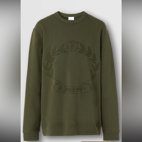 Burberry Oak Leaf Crest-embroidered sweatshirt in Olive - Picture 3 of 8